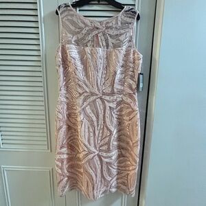 Tahari Arthur Levine Dress Blush Pink Sequins Floral Embroidered Dress NWT -A532